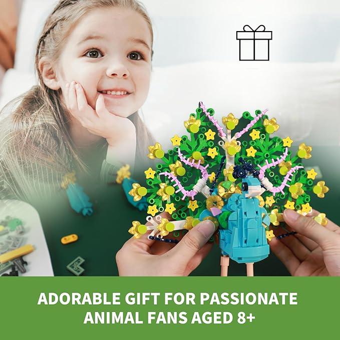 KAZI Bird Building Toy Set,Parrot,Peacock,Fun Building Blocks for Kids Ages 8 and Up,Build and Display Birds Model for Bird Enthusiasts,Easter Basket Stuffers,Gift for Birds Lovers,Party Favors