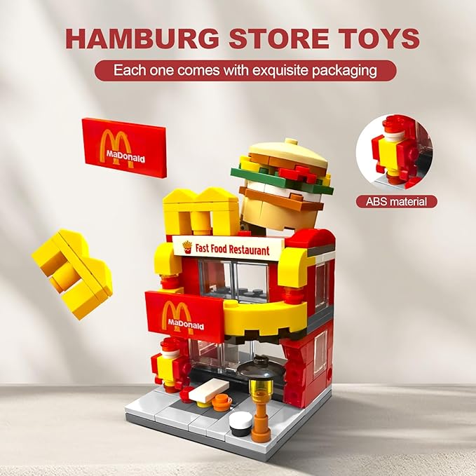 Building Blocks Set, Burger House DIY Bricks Toys, City Construction Stacker, Educational STEM Toys for 6 Years Old Boys and Girls, Toddler Building Blocks Gifts