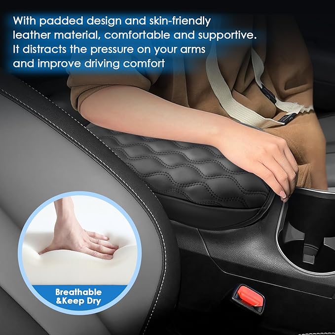 Coleya 2020-2025 Legacy Center Console Cover for Subaru Legacy (Base/Premium/Sport/Limited/Limited XT/Touring XT), Cushion&Comfy Leather Armrest Cover 2025 Legacy Accessories (Padded)