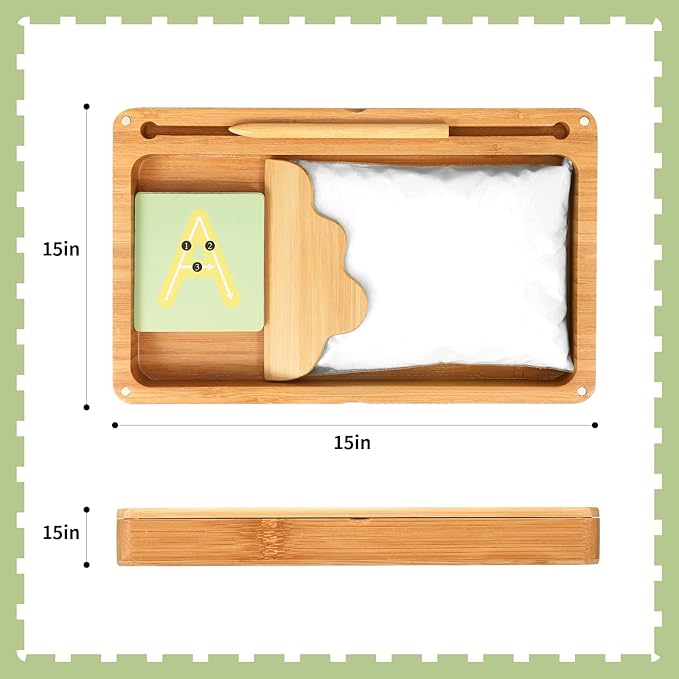 Sand Tray for Classroom Montessori Sand Tray with Lid Wooden Sand Trays for Kids Writing Letters and Numbers (White)