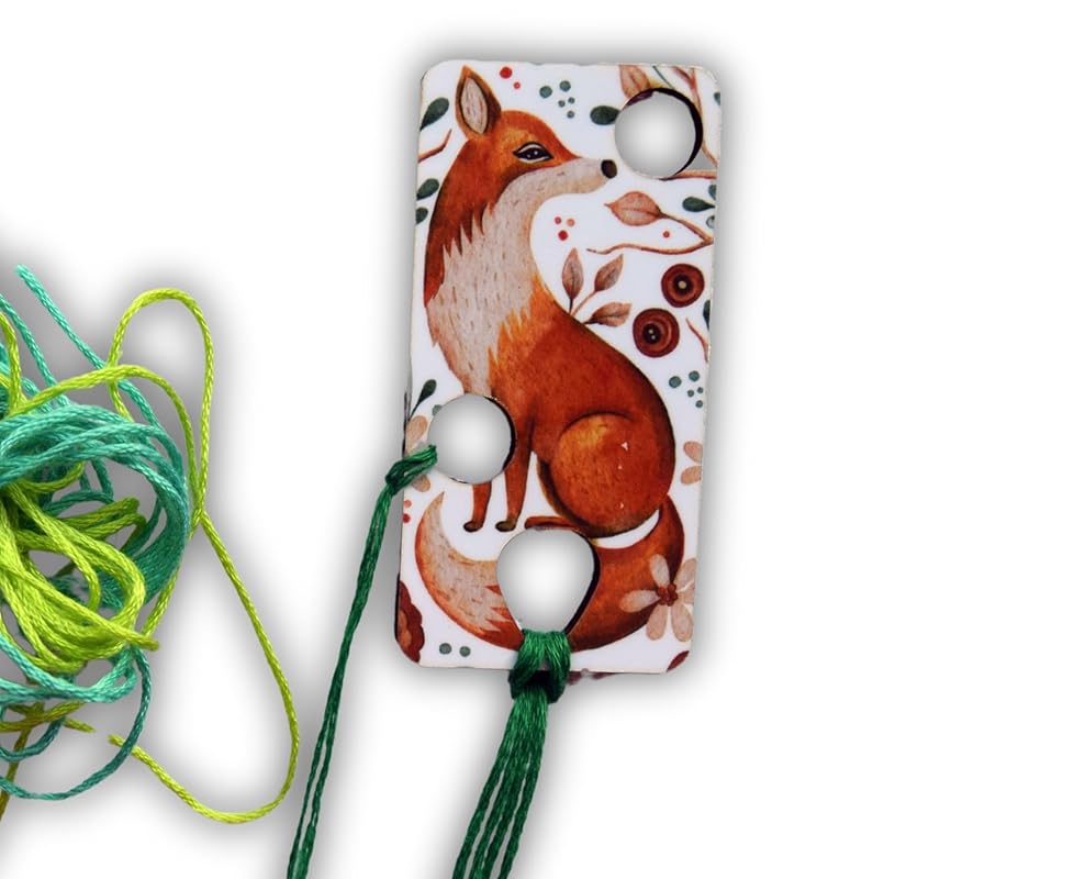 Floss drop for cross stitch fox wooden floss drops cross stitch thread drops organizer floss drop for cross stitch kit fox embroidery floss storage holders for threads cross stitch retreat gifts