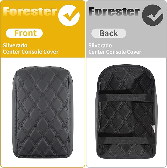 GIANT PANDA Custom Car Center Console Armrest Cover Fit 2019 2020 2021 2022 2023 2024 2025 Subaru Forester,Waterproof Faux Leather Middle Console Cover Protector - Full Protection - Black