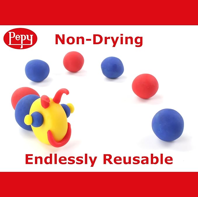Pepy Plastilina Reusable and Non-Drying Modeling Clay; Set of 24 Bars, 1.4 Ounce Each, 8 Each of 3 Colors, Perfect for Arts and Crafts Projects, Primary Colors …