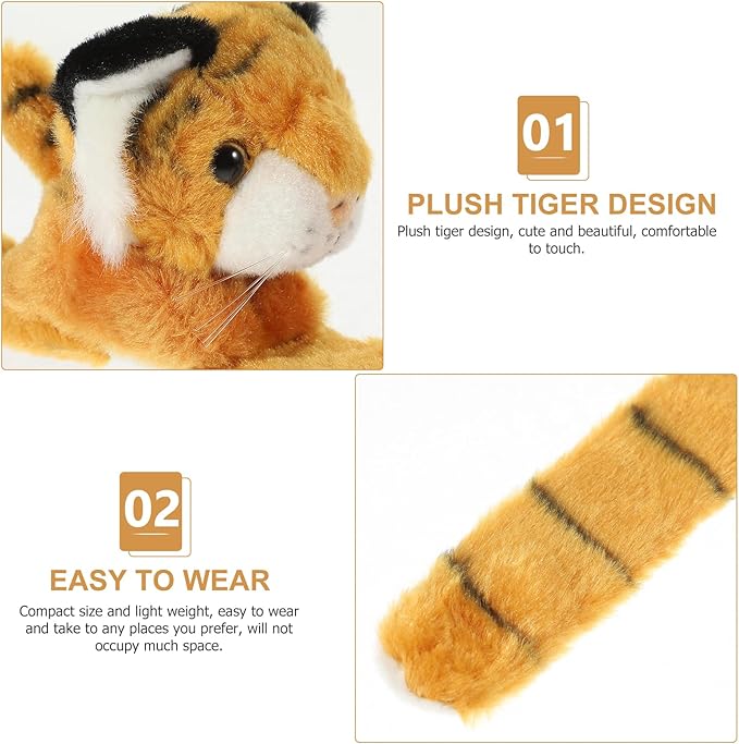 Kisangel 1pc Plush Huggable Stuffed Animals Jungle Themed Slap Bracelet Wrist Hugger Plush for Jungle Party Favors(As Shown 2)