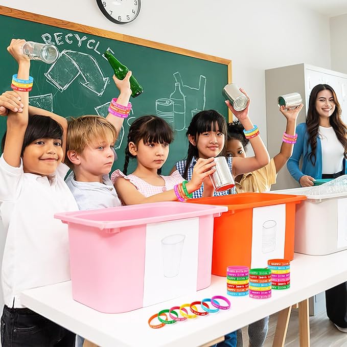 JUNEBRUSHS 100th Day of School Party Favors, 42pcs 100 Days of School Silicone Bracelets Rubber Wristbands for Kids School Party Students Kindergarten Teacher Preschool Gift Decorations Supplies