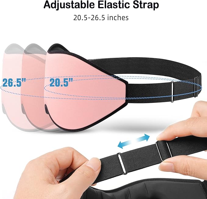 LitBear Sleep Masks for Women, Pink Eye Mask for Sleeping, Comfortable Night Sleeping Mask, Soft Contoured Eye Cover for Sleeping with Elastic Strap for Side Sleeper Men Flying Shift Worker