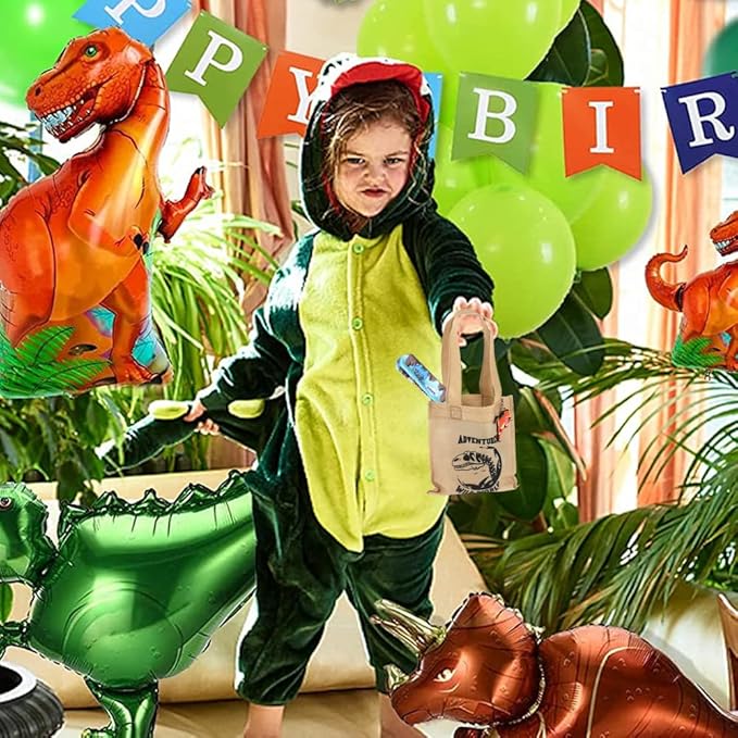 Golray 48Pcs Dinosaur Party Favors Dino Tote Non-woven Bags Dinosaur Keychain Slap Bracelets Glow In Dark Tattoos for Boy Kids Dinosaur Themed Birthday Party Supplies Treat Gift Goodie Bag Fillers