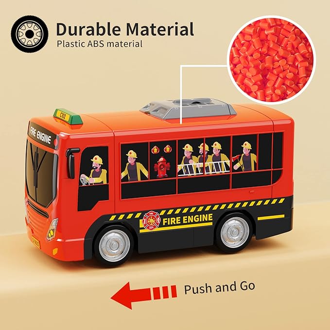 HONGTUO Fire Truck Toys with Teaching Meaning, Simulation Steering Wheel Driving Toy, Toddlers Fire Truck Toy with Sound and Light, Simulate a Rescue fire Scene,Gift for 3-5 Boys & Girls