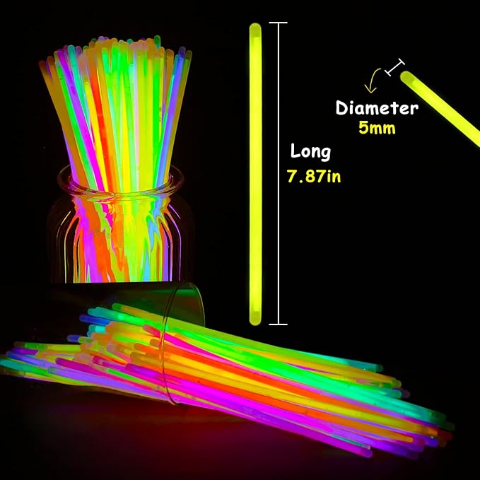 LOMIMOS Glow Sticks Party Pack,100 Glow Sticks(8") 20 Eye Glasses Glow in The Dark Party Supplies with Connectors for Bracelets Necklaces Kids
