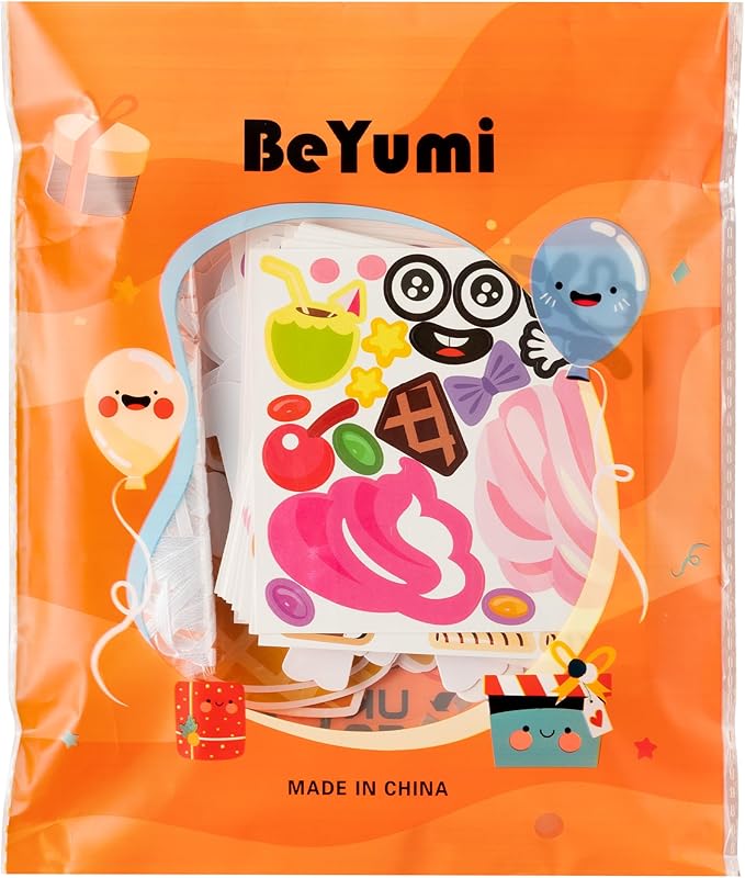 BeYumi Ice Cream Craft Kit - 123Pcs Summer Make Your Own Ice Cream Stickers Craft for Kids Summer DIY Waffle Cone Art Sticker Set School Classroom Home Game Fun Activities Art Supplies Decor