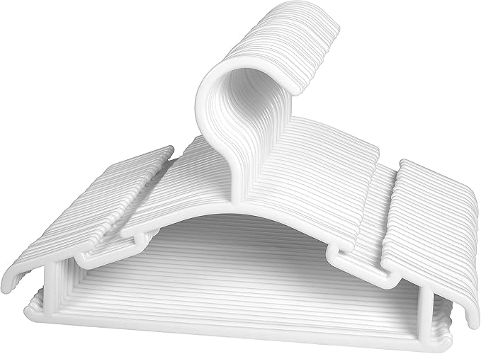 Kids Hangers 60 Pack White Plastic Baby Hangers, Toddler Hangers for Infant Child Clothing