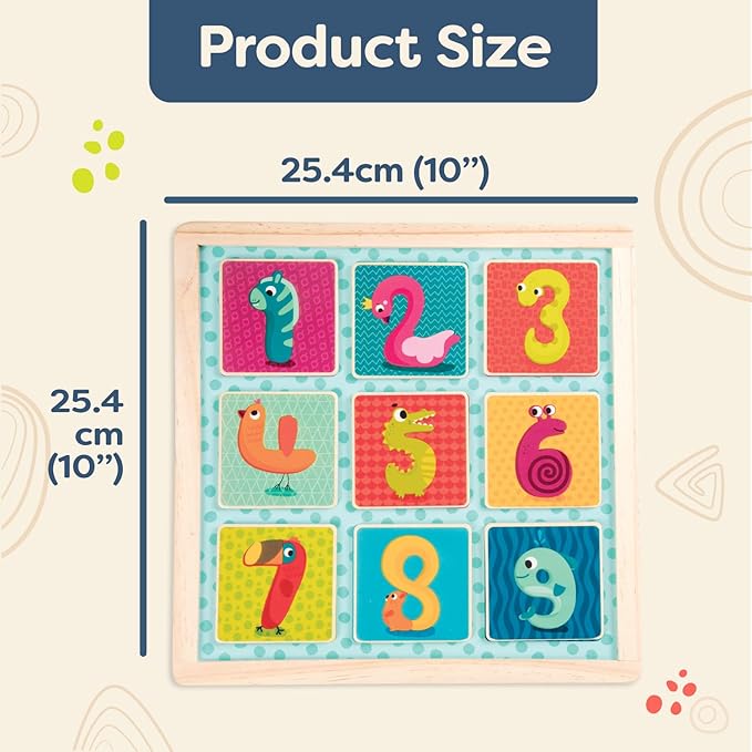 B. toys- Puzzle Pals- Magnetic Wooden Puzzles – Alphabet Puzzle & Number Puzzle – Double-Sided Puzzles & Chalkboards – Educational Toys for Kids – 3 Years +