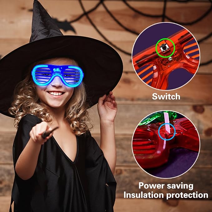 70 Packs LED Glasses 5 Neon Colors glow in the dark party supplies Favor for Kids Adult Glow sticks Light Up Glasses fit Holiday Birthday Valentine's Day and Halloween Party Supplies Cosplay Christmas