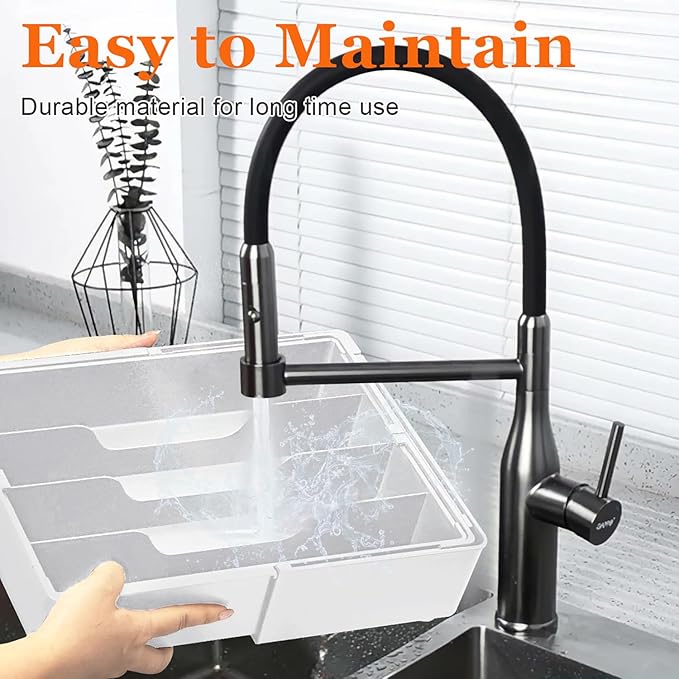 Spaclear Silverware Organizer - Expandable Silverware Tray for Drawer, Adjustable Utensil Drawer Organizer for Forks, Knives, Kitchen Organizers and Storage, White