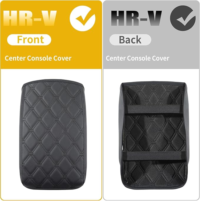 GIANT PANDA Custom Fit Center Console Armrest Cover for Honda HRV 2023 2024 2025 2026,Waterproof Faux Leather Middle Console Cover Arm Rest Lid Cover - Full Protection - Black