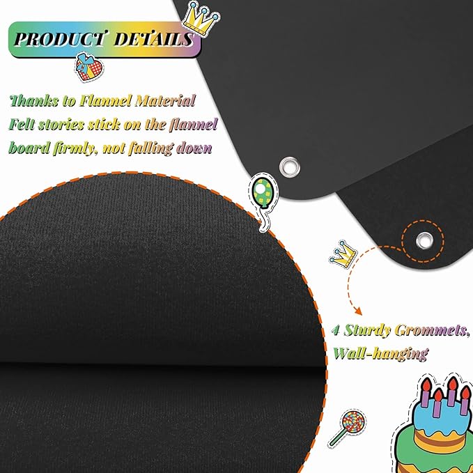 Craftstory 3.5 Feet Flannel-Board for Toddlers Preschool as Kids Felt Stories Activities Play Kits Wall-Hanging Birthday Gifts (Black)