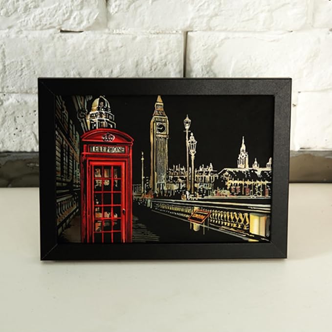 Georgie Porgy Scratch Paper Art Set DIY Arts and Crafts Kits for Kids Adults Magic Rainbow Scratch Postcards for Christmas Birthday Gift with Scratching Tools Kit (Europe Fireworks Architecture)