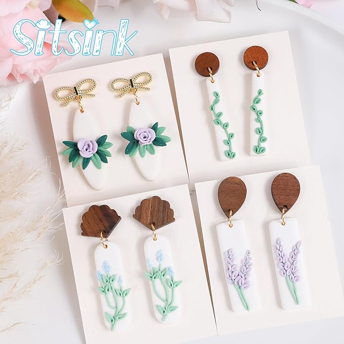 Sitsink Basic Polymer Clay Cutters -16 Pcs Dangle Clay Cutters for Polymer Clay Jewelry, Rectangle Polymer Clay Earring Cutters, Oval Clay Jewelry Cutters, Basic Drop Dangle Clay Earring Cutters
