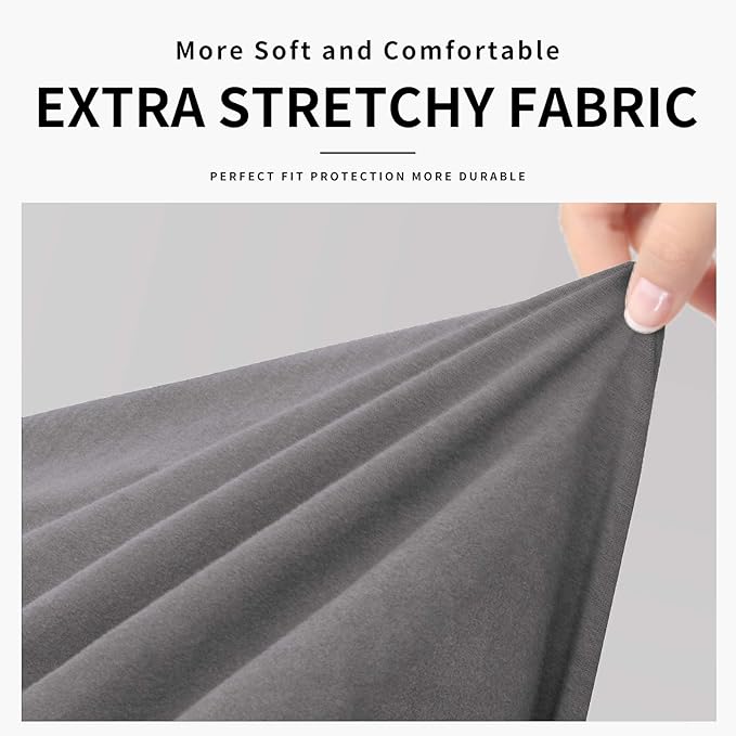 Easy-Going 100% Dual Waterproof Stretch Soft Couch Cover for Dogs, Sofa Slipcover for 3 Separate Cushion Couch Leakproof Furniture Protector for Kids, Pets Light Gray