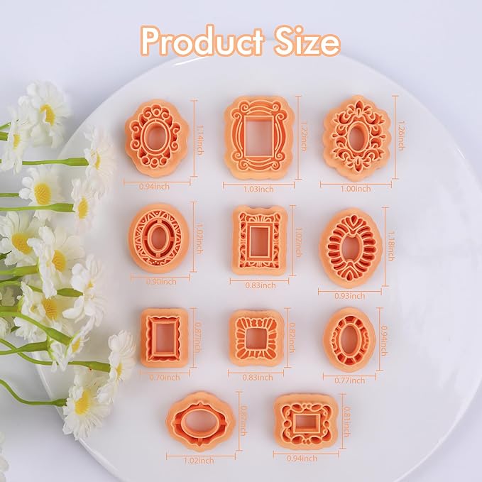 Puocaon Vintage Frame Clay Cutters - 11 Pcs Clay Cutters for Polymer Clay Earrings Jewelry, Mini Ornate Frame Clay Earring Cutters, Antique Picture Photo Portrait Clay Cutters for Jewelry Making