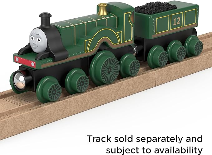 Thomas & Friends Wooden Railway Toy Train Emily Push-Along Wood Engine & Coal Car for Toddlers & Preschool Kids Ages 2+ Years (Amazon Exclusive)