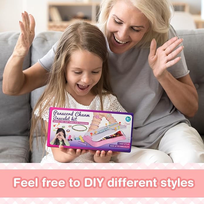 Bracelet Making Kit Toys for Ages 8+ Year Old Girls Gifts Ideas, Bracelet kit Birthday Gifts for Teen Girls, Arts and Crafts String Maker Tool, Portable Bracelet DIY Travel Activity Set