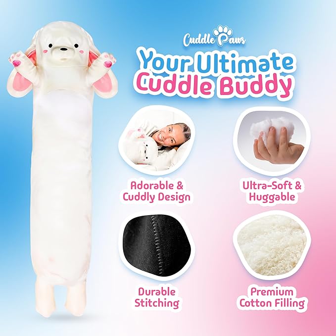 Big Bunny Plush Body Pillow for Kids | Long Stuffed Animal Cuddle Pillow | Soft Hugging Toy | Plushie Gift for Girls & Boys | Long Plush Body Pillow for Sleep & Comfort | Medium, 35 Inches