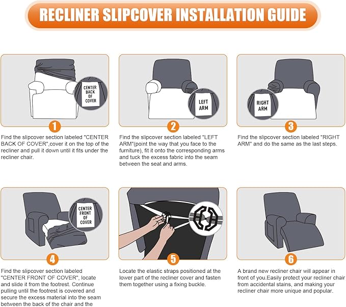 VANSOFY Oversized Recliner Chair Cover, 4-Pieces Stretch Recliner Covers for Recliner Chair Soft Reclining Chair Slipcover Jacquard Pattern Furniture Protector for Dogs Cats(Cream)