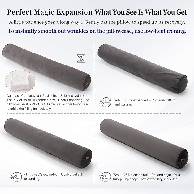 Body Pillow for Adults – Long Bolster Pillow for Bed, Round Cuddle Pillow, Full Support for Side Sleepers,39 x 7.87 Inches,Golden Yellow