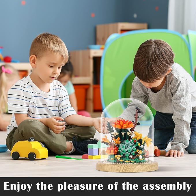 Creative Bonsai Flower Bouquet Building Kit,Flower Botanical Collection Construction Building Toy,Building Blocks Set for Adults and Kids (Succulent Plant Bonsai Flower)