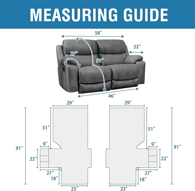 H.VERSAILTEX 100% Waterproof Reclining 2 Seater Sofa Thick Soft Reclining Love Seat Slipcover Non-Slip Reclining Sofa Covers with Elastic Straps for Dogs, Pets(Recliner Loveseat, Coconut Milk)