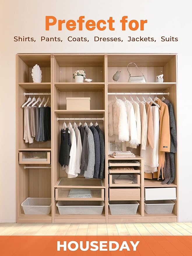 HOUSE DAY White Wooden Hangers 10 Pack Wood Clothes Hangers Smooth Finish Wooden Coat Hangers for Closet Heavy Duty Hangers Solid Wood Hangers Suit Hangers for Clothes, Jacket, Shirt, Tank Top, Dress