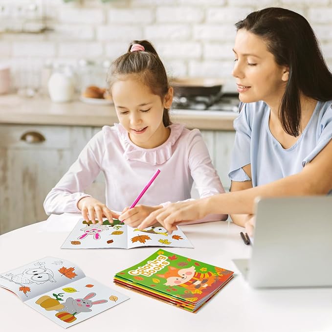 24Pcs Animal Theme Coloring Books for Kids Bulk Fall Mini Coloring Booklet Autumn DIY Art Drawing Book with Squirrel Hedgehog for Toddlers Halloween Thanksgiving Birthday Party Favor Goodie Bag Filler