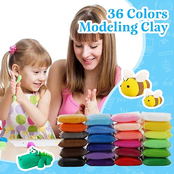 Modeling Clay Kit - 24 Colors Air Dry Ultra Light Clay, Magic Clay, DIY Molding Clay for Kids, DIY Clay Kit with Sculpting Tools, Decoration Accessories, Kids Art Crafts