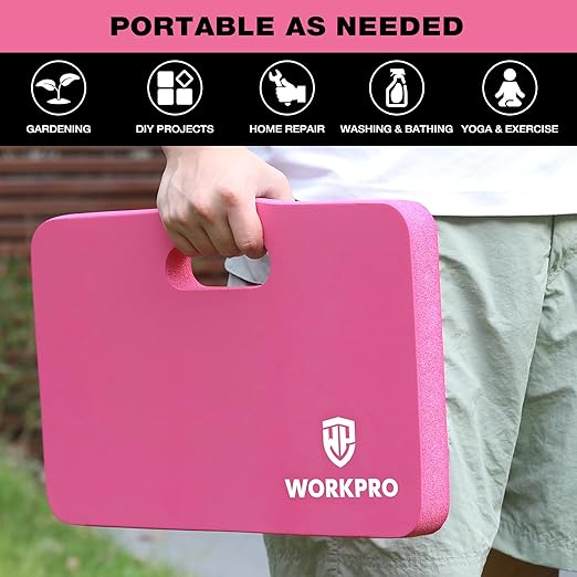 WORKPRO Extra Thick Kneeling Pad, Soft Foam Cushioning for Knee, Large Foam Kneeler Mat for Gardening, Bathing Baby, Workout Supplies, 17.5 x 11 x 1.5 in, Pink