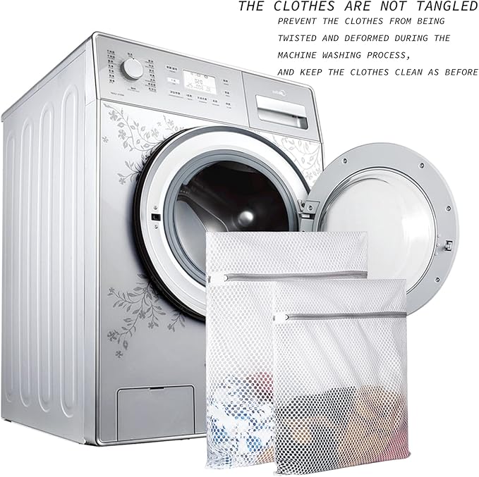 SUERIV 3Pcs Durable Honeycomb Mesh Laundry Bags for Delicates 125gsm Net Fabric Durable and Reusable Delicate Wash Bag,Organization Bag for Lingerie,Sock,12 x 16 Inches(3 Medium)