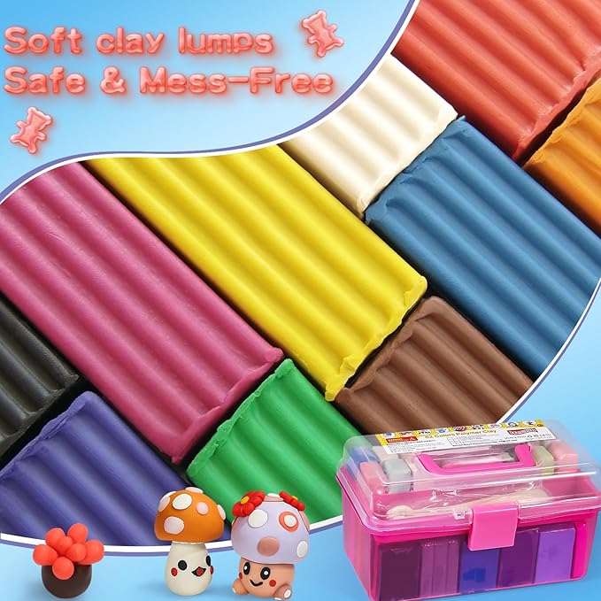 ifergoo Polymer Modeling Clay for Kids DIY Starter Kits, 62 Color Oven Baked Model Clay, Non-Toxic, Non-Sticky, with Sculpting Tools, Ideal Gift for Boys and Girls