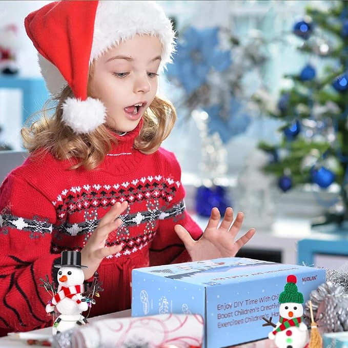 12 Pack Modeling Clay DIY Snowman Kit, Christmas Build a Snowman Craft Kit for Kids, Creative Kids Air Dry Modeling Clay, Christmas Crafts Xmas Gift Stocking Stuffers for Kids