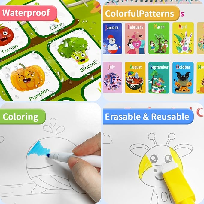 Montessori Busy Book for Toddlers 1-3 3-5, My Preschool Busy Book Sensory Toys for 3 4 5 6 Year Old Kids, Education Workbook Learning Activities - Christmas Birthdays Gifts for Boys and Girls