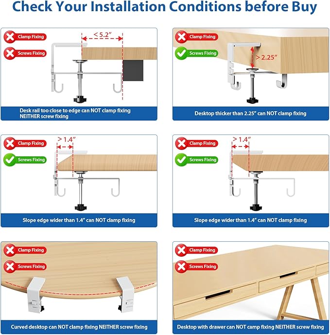 Zilink Under Desk Cable Management 30" No Drill Desk Cable Management Tray Clamp/Screw Mount Cable Tray Sturdy Waterproof Fabric Cord Organizer for Office, Home, White