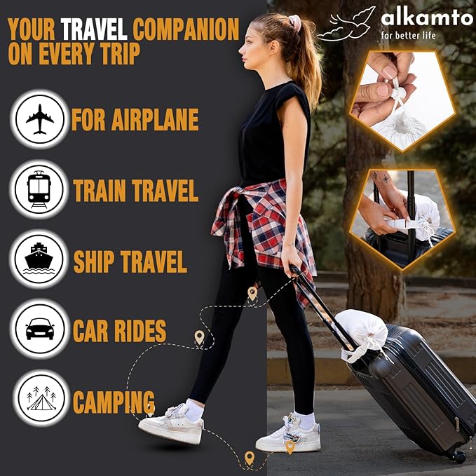 alkamto Travel & Camping Comfortable Memory Foam Pillow – Easy to Carry Portable Bag – Temperature Regulating Pillow Case (Pink + Extra Cover)