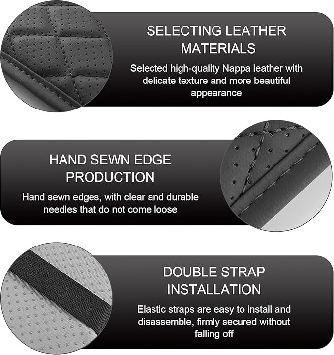 Arwrilt Car Center Console Cover, Leather Automotive Armrest Cushion with 2 Storage Bags, Breathable Armrest Cover, Universal Waterproof Arm Rest Protection Pad for SUV, Sedan, Truck (Black)