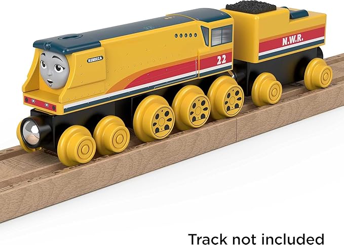 Thomas & Friends Wooden Railway Toy Train Rebecca Push-Along Wood Engine & Coal Car for Toddlers & Preschool Kids Ages 2+ Years (Amazon Exclusive)