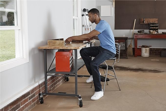 COSCO Stylaire Retro Chair + Step Stool with Flip-Up Seat, Black