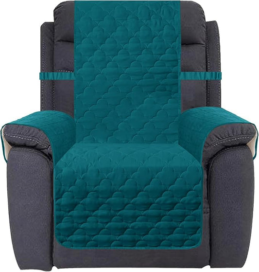 CHHKON Waterproof Nonslip Recliner Cover Stay in Place Dog Couch Chair Cover Furniture Protector Ideal Sofa Slipcovers for Pets and Kids (Peacock Blue, 30'')