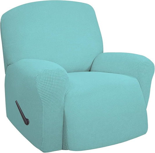 Easy-Going Oversized Recliner Stretch Sofa Slipcover Sofa Cover 1 Piece Furniture Protector Couch Soft with Elastic Bottom,Polyester Spandex Jacquard Fabric Small Check(Oversize Recliner,Light Green)