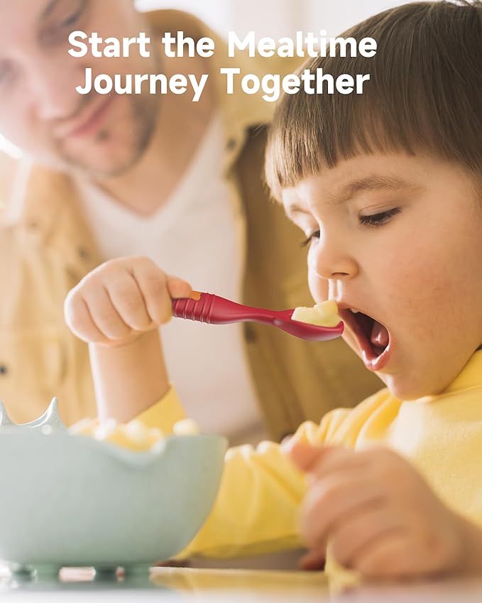 4 Pack Baby Spoons, First Stage Spoons, Food Grade Silicone, 6+ Months, Teething for Self Feeding, Toddler Utensils for Baby Led Weaning, BPA Free