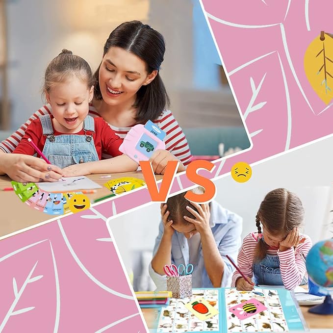 Toys for Ages 2-4 Talking Flash Cards for Toddlers 1-3,Preschool Learning Activities Flashcards,Educational Learning Kids Toys Boys 3-5 Or 3 Year Old Girl Gifts to Promote Speak and Spell (Pink)