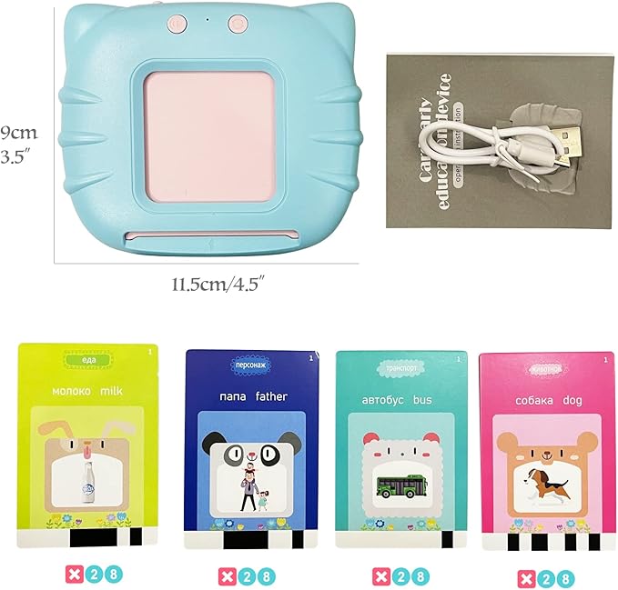 Russian English Taking Flash Cards 112 PCS, Teach & Learn Basic Russian Alphabet Words for Children, Bilingual Early Learning & Easy Teaching Russian Books for Kids