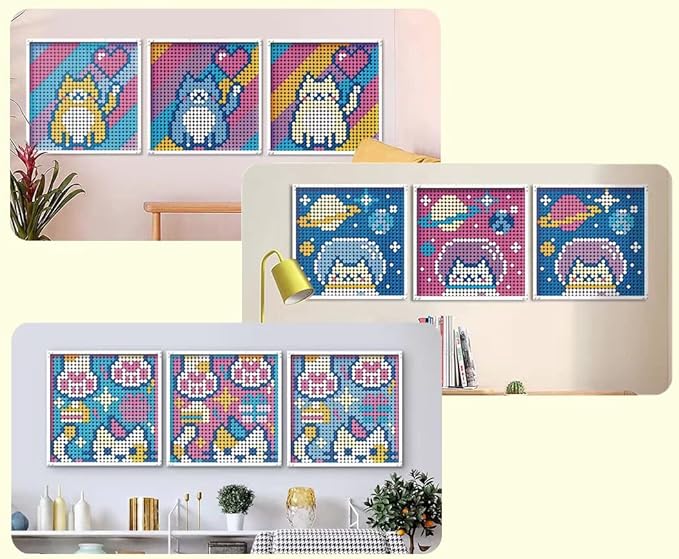 BDYDT Animal Cat Art Building Blocks Set; Wall Art Decor DIY Set(900 Pieces) Toys Gifts for Kids and Adults